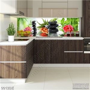 Tranh psd bếp bông hoa bên suối