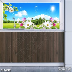 Tranh psd bếp đồng cỏ xanh