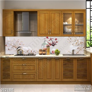 Tranh psd bếp bình hoa đào