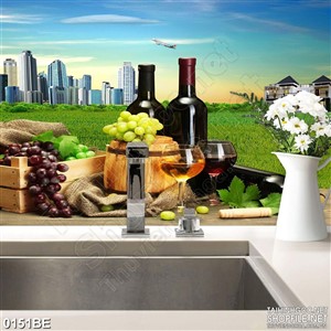 Tranh psd bếp rượu vang bên bầu trời xanh