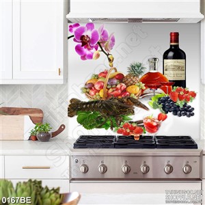 Tranh psd bếp rượu vang bên bàn trái cây