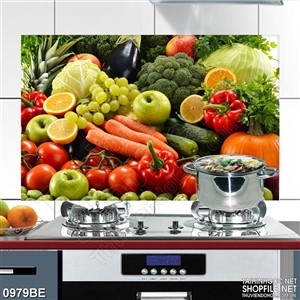 Tranh siêu thị rau củ tươi treo tường bếp