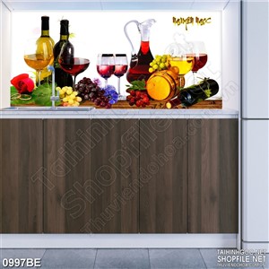 Tranh psd bếp trái cây tươi trên bàn rượu