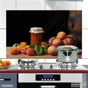 Tranh treo bếp những trái anh đào trên bàn