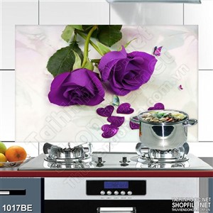 Tranh psd bếp những bông hồng tím