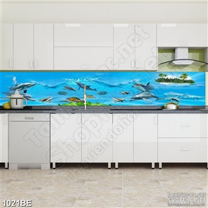 Tranh psd bếp đàn cá heo dưới lòng biển