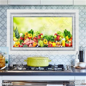 Tranh psd bếp siêu thị rau củ quả tươi