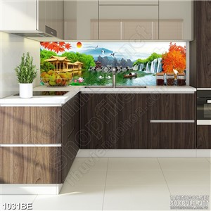 Tranh thủy mạc psd treo bếp