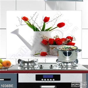 Tranh dán bếp những bông tulip rực đỏ