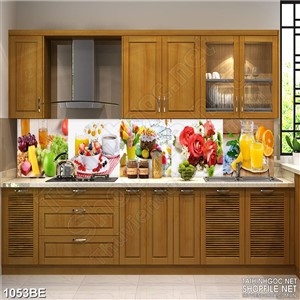 Tranh psd bếp chiếc bàn ăn đầy hoa tươi