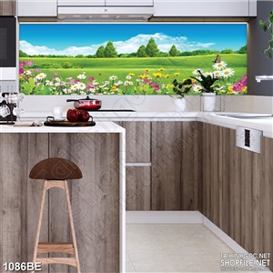 Tranh psd bếp cánh đồng hoa dại