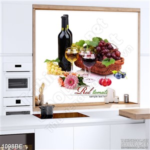 Tranh psd bếp chai rượu và giỏ trái cây