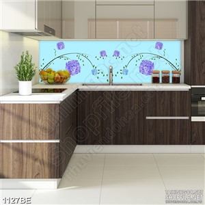 Tranh psd bếp những nhành hoa tím