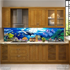 Tranh đàn cá dưới đáy biển treo bếp psd