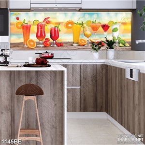 Tranh psd bếp những ly trái cây trên bàn