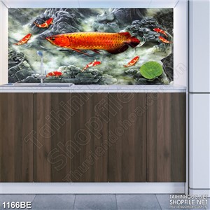 Tranh psd bếp đàn cá cảnh đang bơi