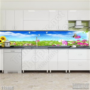 Tranh psd bếp chim bay trên cánh đồng hoa