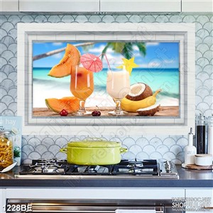 Tranh trang trí bếp trên bờ biển xanh