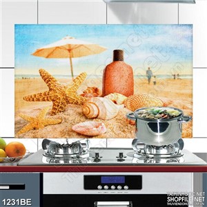 Tranh treo bếp sao biển trên cát