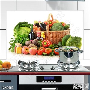 Tranh giỏ rau củ quả đầy ắp treo tường bếp