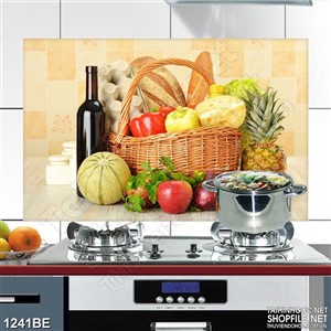 Tranh giỏ rau củ quả đầy ắp treo bếp