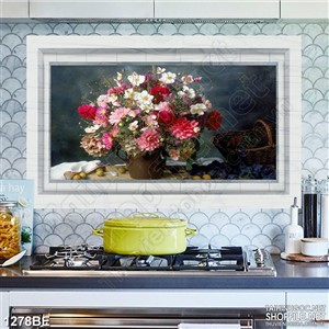 Tranh treo bếp chậu hoa sặc sỡ màu