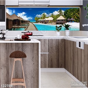 Tranh hòn đảo ngọc treo tường bếp