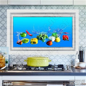 Tranh thực phẩm rau tươi xanh in bếp