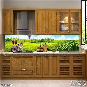 Tranh psd bếp chùm nho trên đồng cỏ xanh