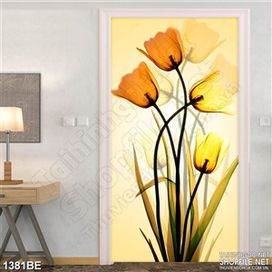 Tranh hoa tulip trong đêm in uv treo bếp