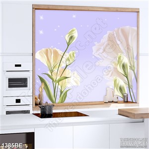 Tranh những bông hoa khoe sắc trắng treo bếp