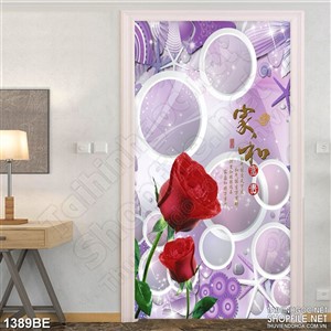 Tranh in uv bông hồng đỏ treo tường bếp