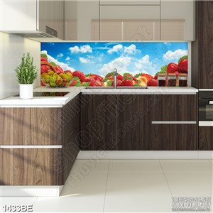 Tranh psd bếp bầu trời dâu tây tươi ngon