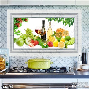 Tranh psd bếp mân ngũ quả và rượu