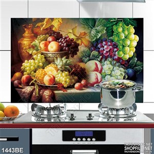 Tranh psd bếp ngũ quả trên bàn ăn