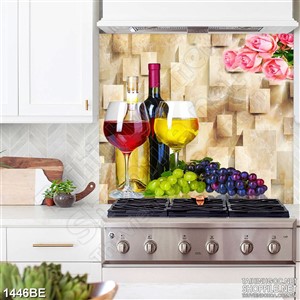 Tranh psd bếp rượu vang bên những chùm nho