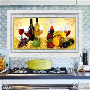 Tranh psd bếp những chum rượu vang