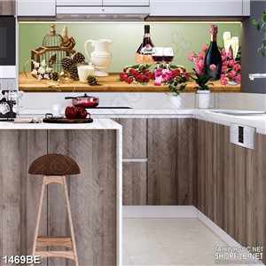 Tranh psd bếp bàn tiệc rượu đầy hoa hồng
