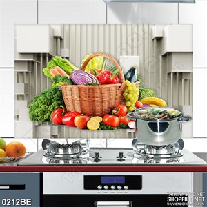 Tranh bếp giỏ rau củ treo tường in uv