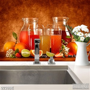 Tranh bếp những ly nước ép trái cây in uv