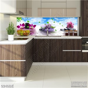 Tranh phong cảnh sông xanh treo tường bếp