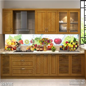 Tranh bếp trang trí trái cây tươi trên bàn in uv