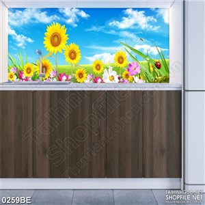 Tranh bếp cánh đồng hoa hướng dương treo tường
