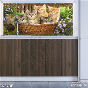 Tranh bếp những chú mèo trong giỏ