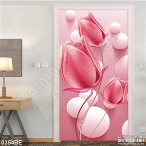 Tranh vẻ tường bếp bông sen hồng