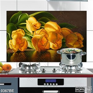 Tranh treo tường bếp bó hoa tulip vàng tươi