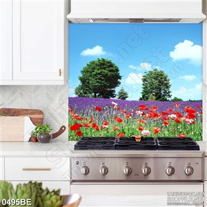 Tranh treo bếp cánh đồng hoa tim tím