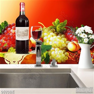 Tranh treo bếp những chùm nho và rượu vang