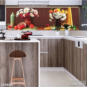 Tranh những bình hó trên bàn góc bếp