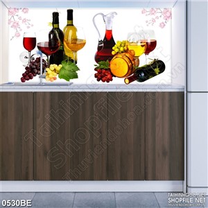 Tranh treo bếp rượu vang trái cây